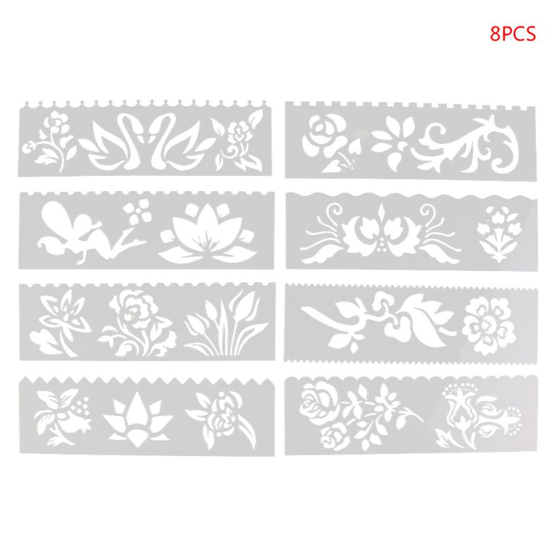 8Pcs/set Kids Plastic Drawing Template Rulers Stencils DIY Painting DIY Making School Supply Tools Craft: Flower and Plant