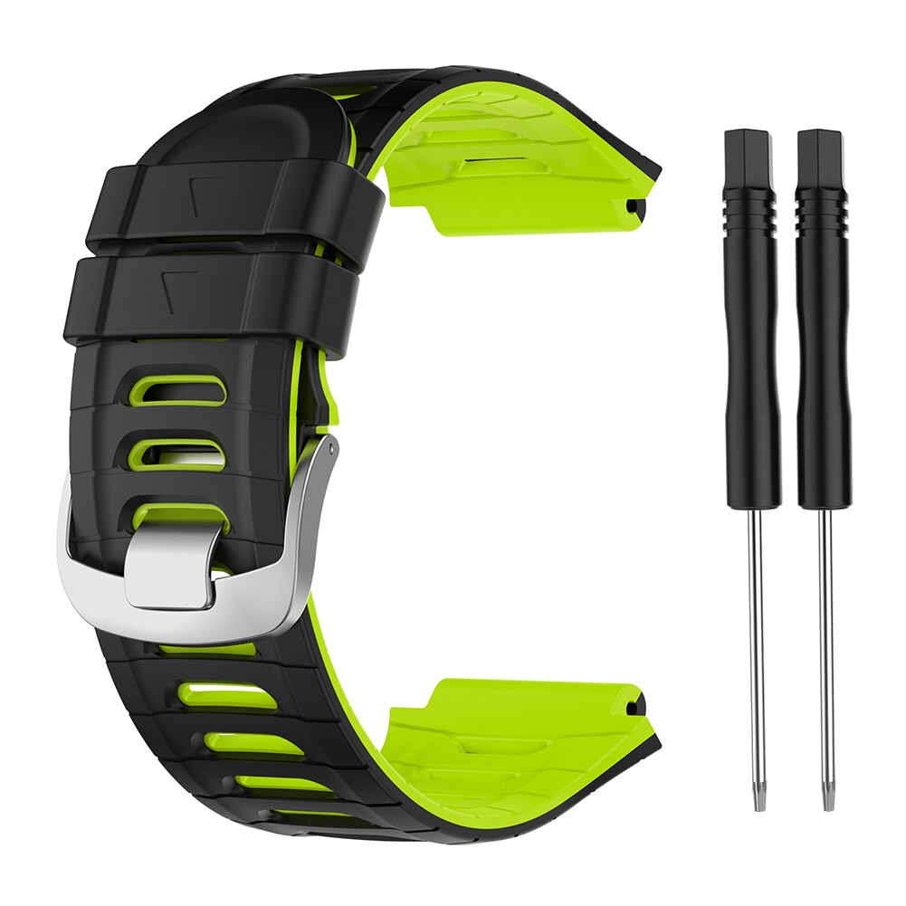 Silikon armband för garmin forerunner 920xt färgglada ersättningsarmband träning sport klockband armband+ verktyg: Svarta limefrukter