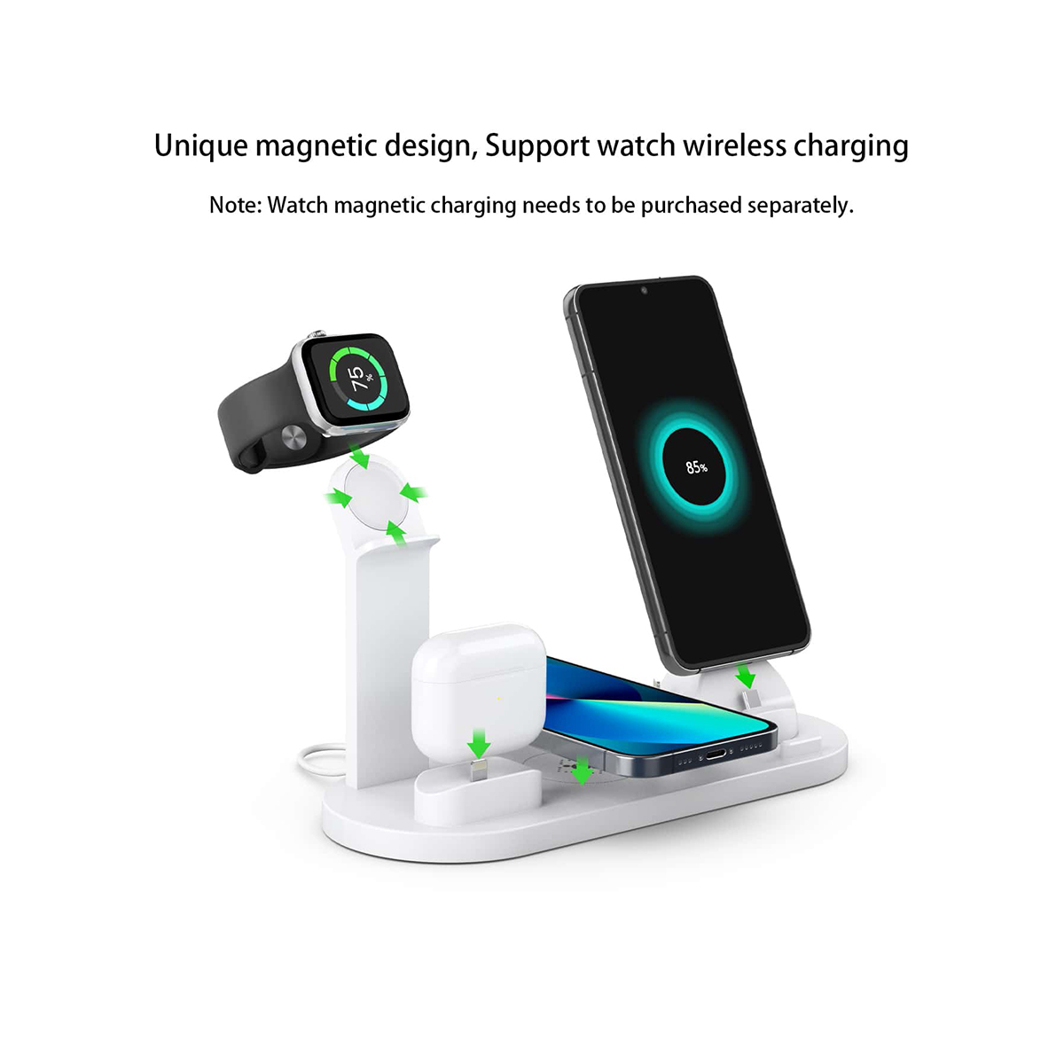 5 in 1 draadloze oplader stand pad voor iPhone 16 15 14 13 12 X Apple Watch Airpods bureautelefoon opladers snel opladen dockstation