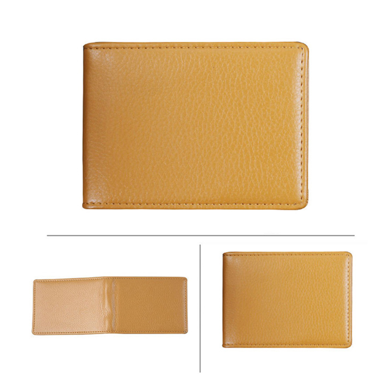 Carteira de carteira de carteira de carteira de certificado de identificação de negócios carteira de carteira de carteira de carteira de couro de couro de plutônio ultra-fino na capa para documentos de condução de carro: YELLOW