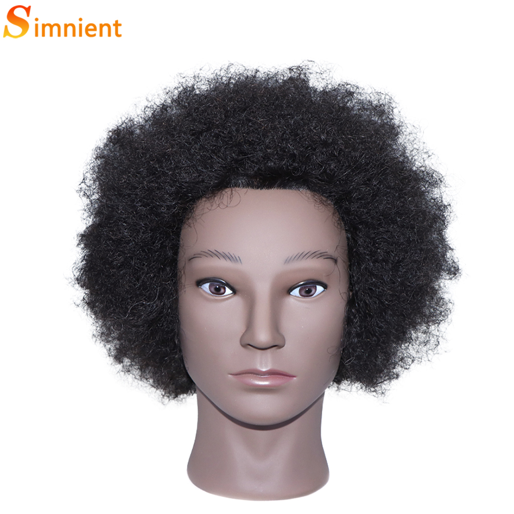 Afro Mannequin Heads With 100% Human Hair With Adjustable Tripod Hairdressing Dolls Training Head For Practice Styling Braiding: black