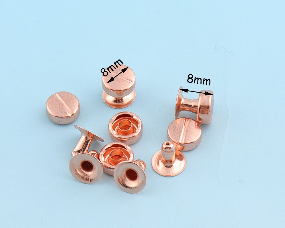 50 Stuks 9*8 Mm Rose Goud Klinknagels Metalen Knoppen Rapid Rivet Rechthoek Klinknagels Voor Leer Craft Purse Begrippen studs Voor Tas/Kledingstuk