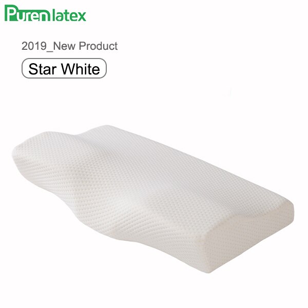 Purenlatex Memory Foam Bescherm Cervicale Kussen Orthopedische Volwassen Oude Mensen Hals Ondersteuning Contour Massage Bed Voor Slapen Student: Star White / 50x30x10x6cm