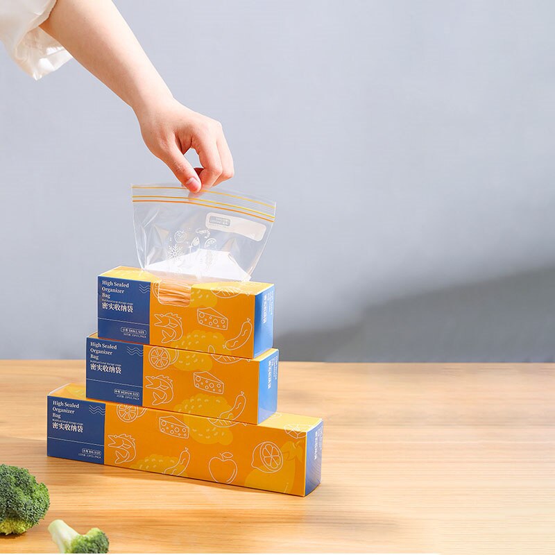 Reusable Fresh-Keeping Zipper Bag Food Plastic Bag Vegetable Fruit Storage Freezing Leakproof Sealed Bags Kitchen Accessories