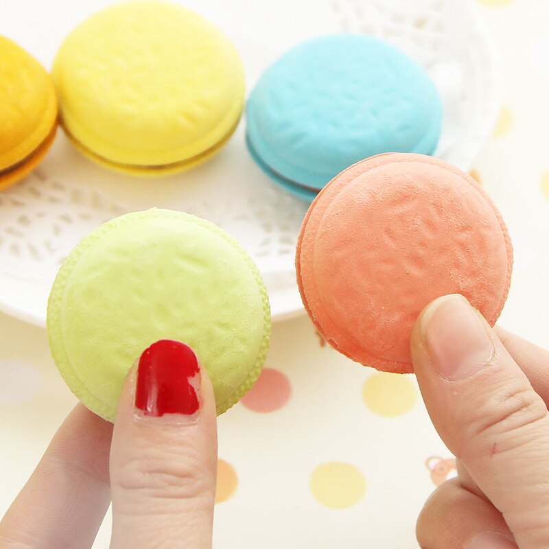 Kawaii korea skrivesaker deilig dessert macaron kake gustless skolemateriell viskelær til låve