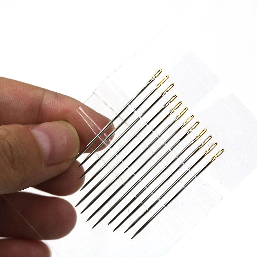 Agujas de coser a mano, agujas de costura de acero inoxidable roscado automático, herramientas para el hogar, aguja para manualidades, 12 Uds.