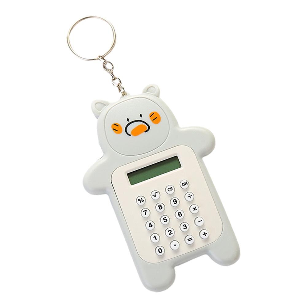Portable Cute Cartoon Calculator Mini Bear Calculator 8 Digits Display with Keychain Button Battery Pocket Size Calculat: Dark Gray