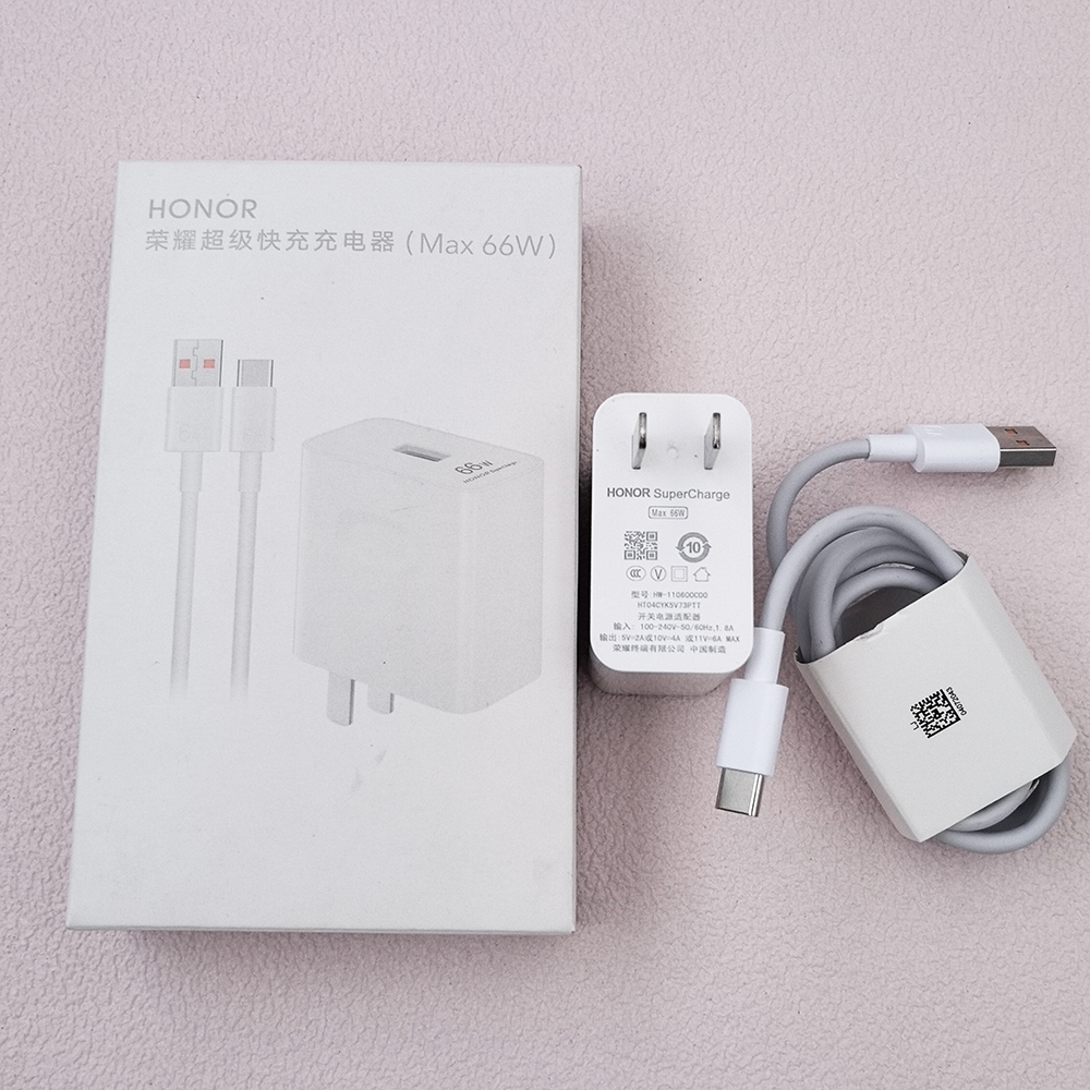 Honor 66W SuperCharge Snellader - EU/US Stekker, USB-C Kabel, GaN Technologie, Qualcomm & Huawei Quick Charge: Kr