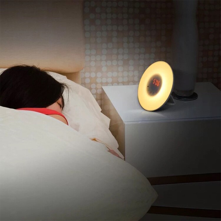 Alarm Clock Night Light Colorful LED FM Radio Portable Atmosphere Natural Light Modern Touch Sensitive Simulation Sunset Sunrise