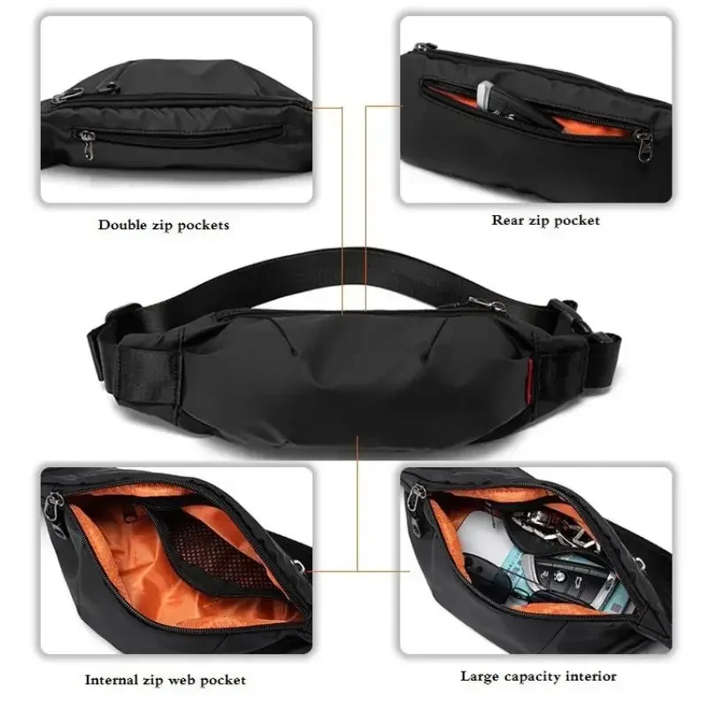 Chest Bag Men's Lightweight Waterproof Shoulder Bag Multi-functional Leisure Waist Packs Travel Chest Bag for Male