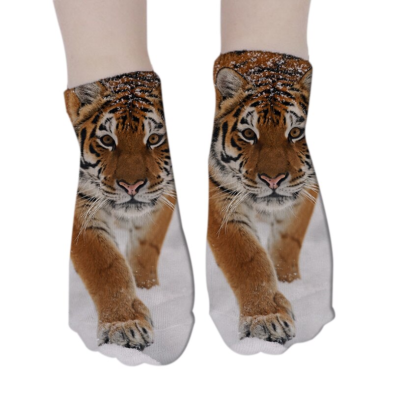 3d trykte dyre korte sokker sjove søde tiger unisex bomuldsstrømper udendørs sport sommer børn lave ankelstrømper носки