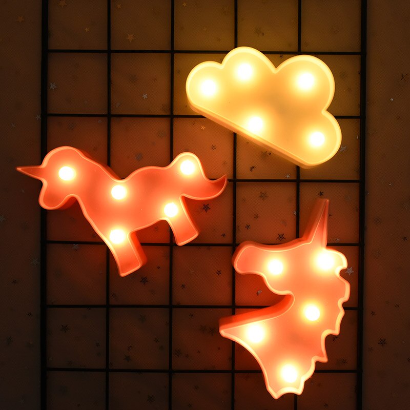 Lámpara de luz LED nocturna para niños, Flamenco, Estrella, piña, Cactus, hawaiana, , lámpara de pared del dormitorio, de decoración