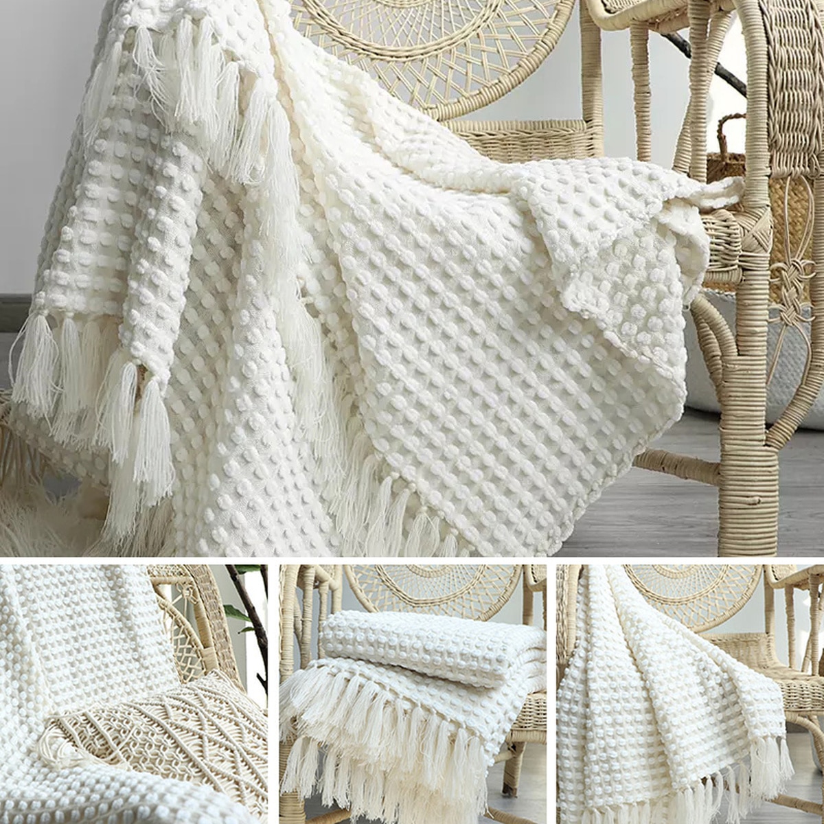 Shawl Blanket, Sofa Towel Blanket, Bed Blanket, Bay Window Mat, Chenille Jacquard Blanket