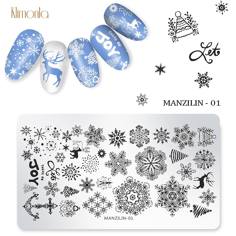 1 pcs Nail Art Kerst Stempelen Platen Sneeuwvlok Patronen DIY Nail Stamp Template Manicure Beauty Tools