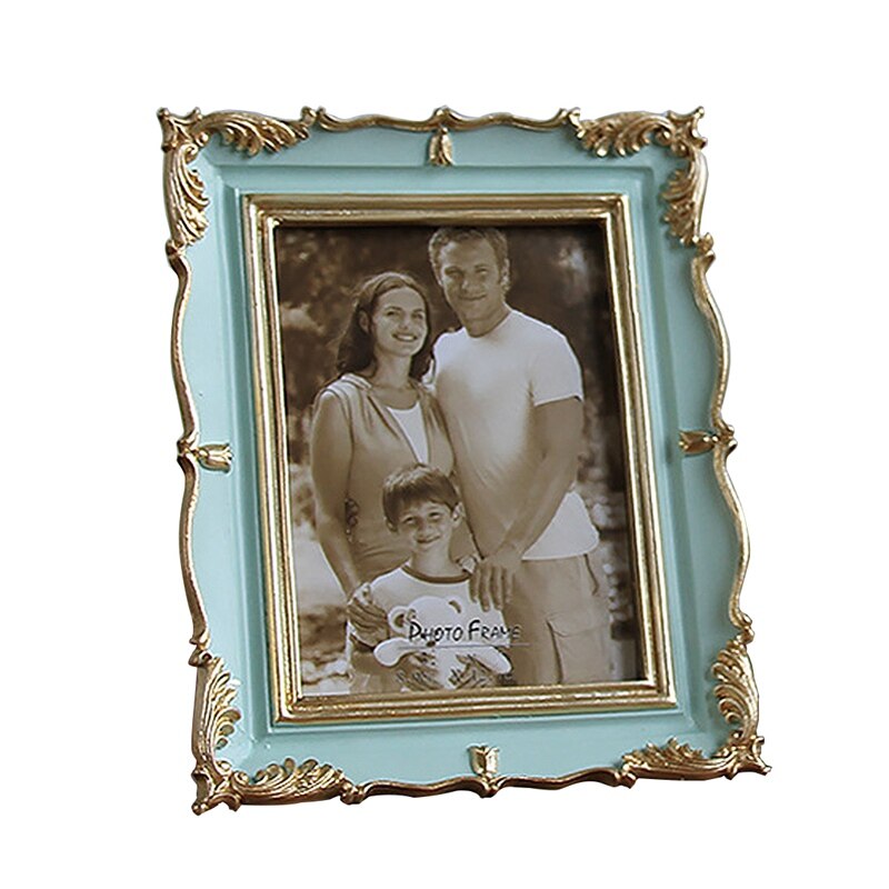 Resin Frame Square Stand Photo Frames Flower Pattern Decoration Photograph Certificates Wedding Photo Show Home Decor: Green Photo Frame / 8inch