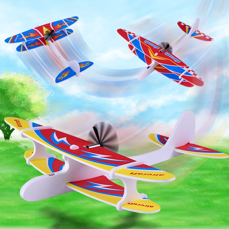 Electric Hand Throwing Glider Plane Outdoor Park Foam Electric Gliding Aircraft Flying Toys For Children Plane Model Outdoor Toy