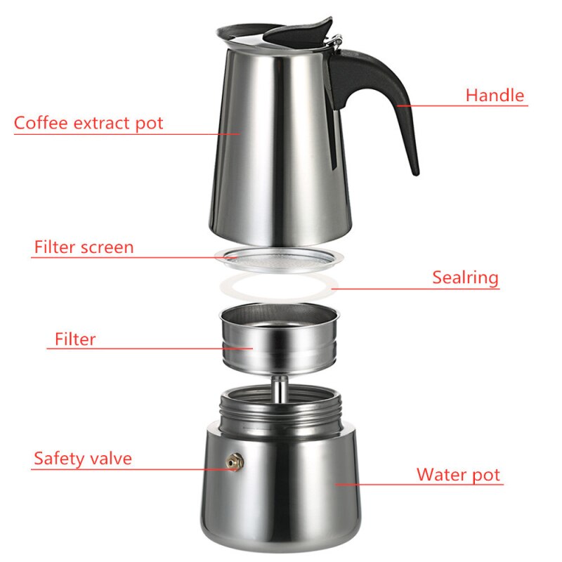 Stainless Steel Coffee Pot Mocha Espresso Latte Percolator Stove Coffee Maker Pot Percolator Drink Tool Latte Stovetop
