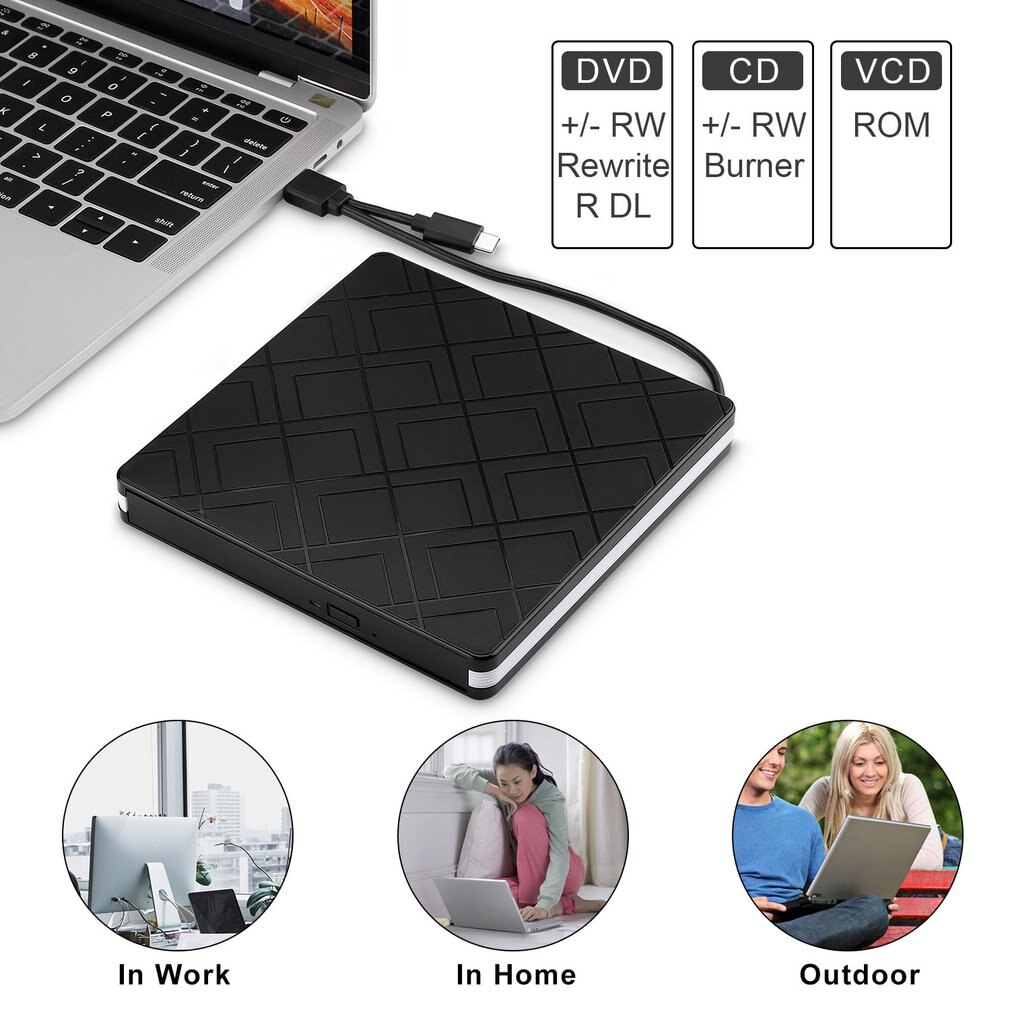 Typec+usb 3.0 stationär dator extern optisk enhet laptop extern dvd-brännare dubbelt gränssnitt enhetsfri plug and play