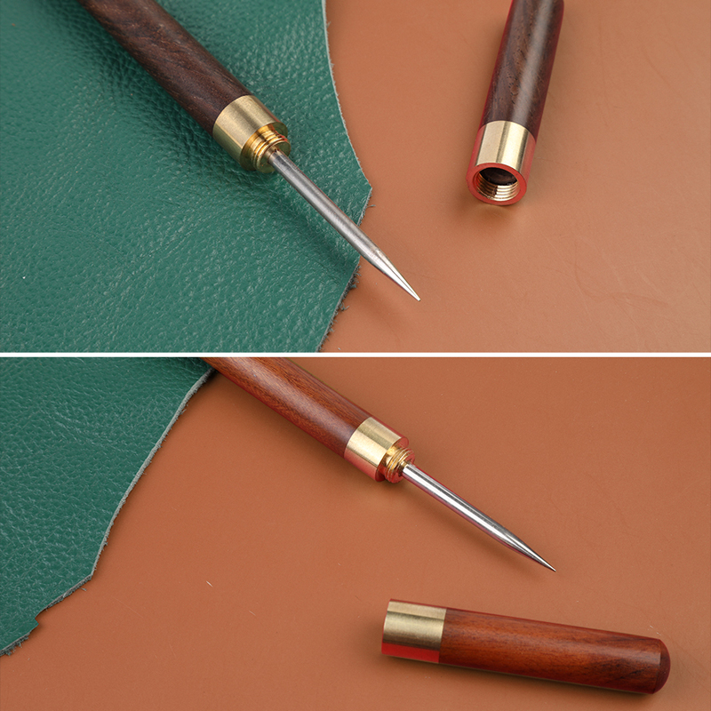 KRABALL-punzón de punzonado de cuero con mango de madera, herramienta de costura para bricolaje, costura hecha a mano, zapatos, bolsa, herramienta de reparación
