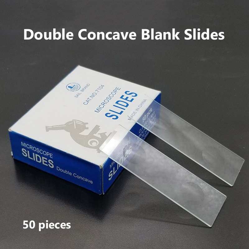 50 Pieces Biological Microscope Glass Slides Single Concave or Double Concave Blank Slides for Reusable Laboratory Educational: Double Concave