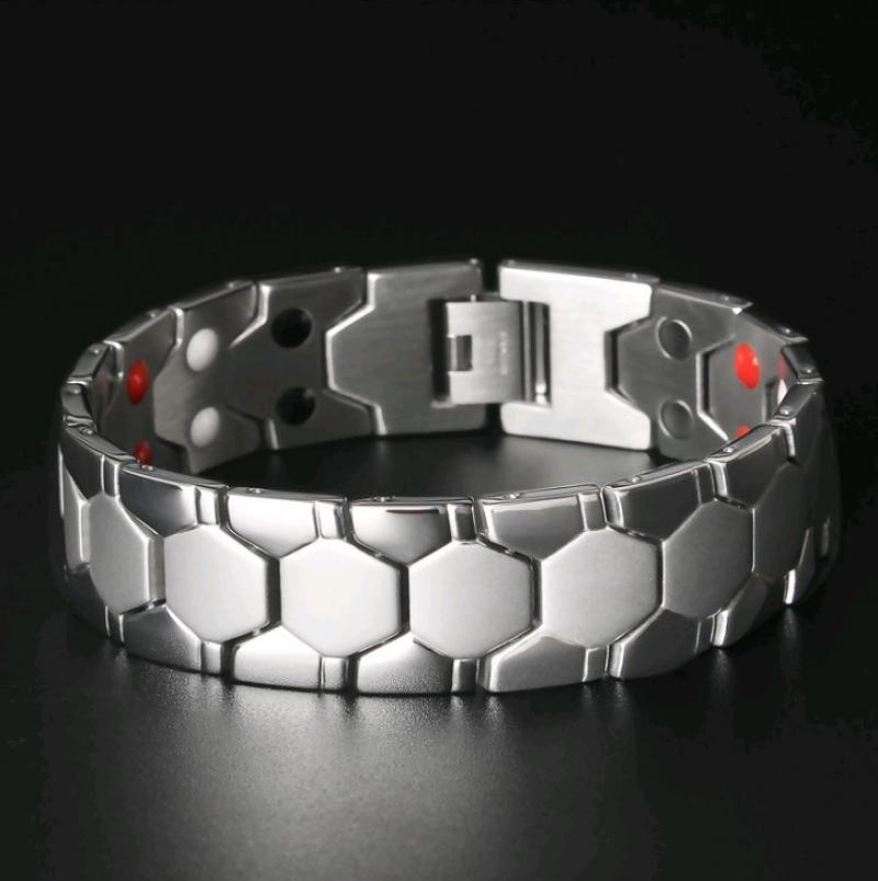 Energie Magnet Anti-Strahlung Abnehmbare Armbinde Gesundheit Armbinde für Männer: Silber-