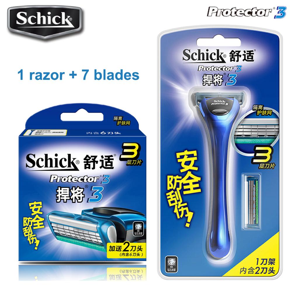 1 razor + 7 blades Original Genuine Schick Protector 3d diamond razor Set for man male razor blade in stock