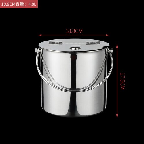 Thickened Stainless Steel Clamshell Sugar Buckets,With Lid Portable Ice Buckets,Milk Tea Shop Cold Drink,Wine Coolers Chillers: 4.8L