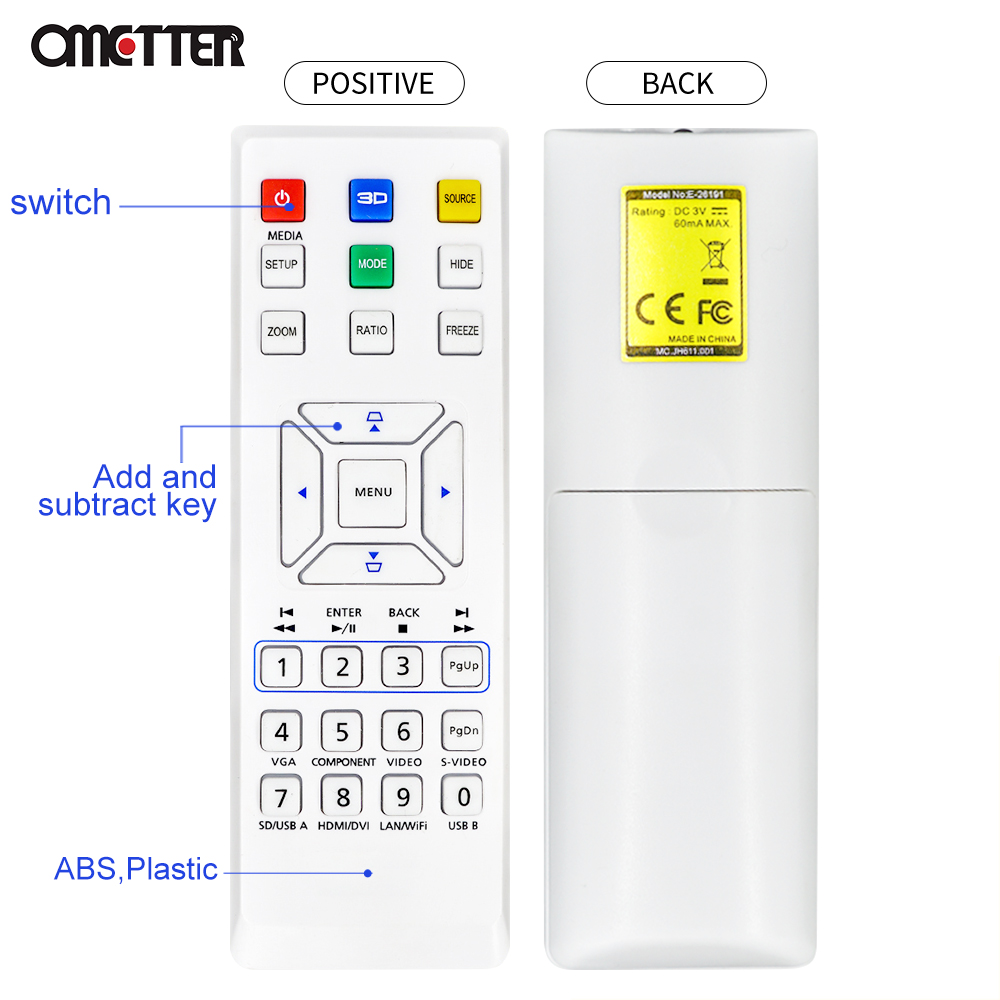 For ACER Projector Remote Control V12S AS211 E-26091 E-26171 RC-JSE28-190 H7532BD E152D H6510BD P1341W H5360BD P1283 V12X AX316