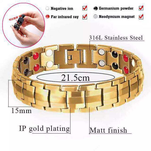 2020 energia terapêutica cura pulseira de aço inoxidável terapia magnética pulseira moda masculina titânio pulseira de aço par