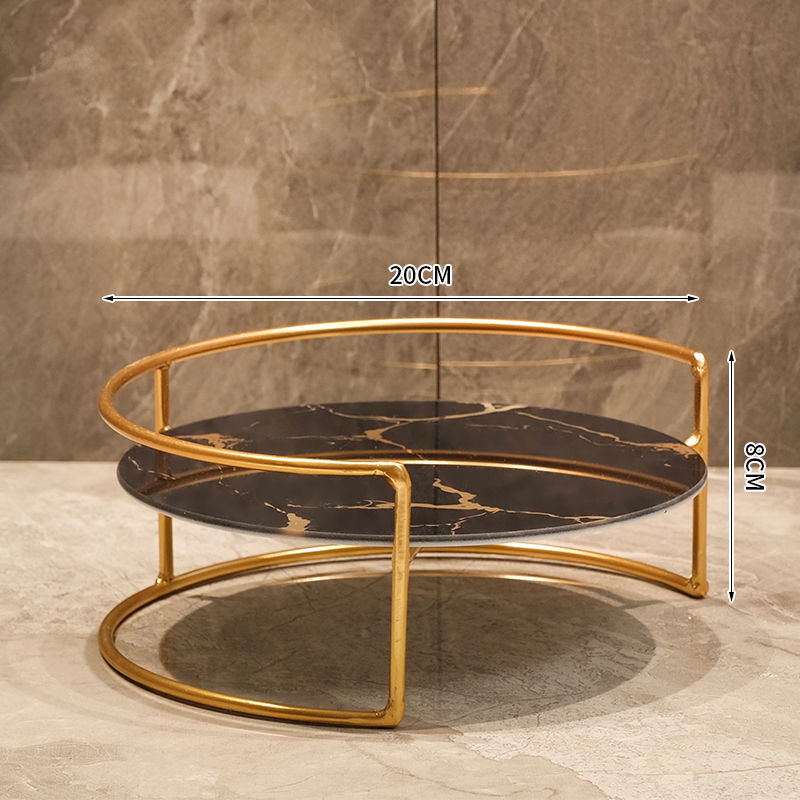 Modern Metal Frame Imitation Marble Glass Bottom P... – Grandado