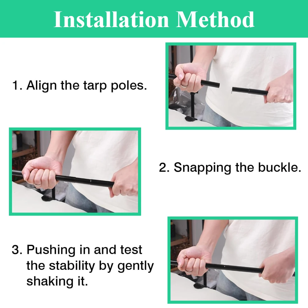 Tent Poles Camping Poles for Tarp Awning Canopy Shelter Sun Sail Tarpaulin Headroom Galvanized Steel Adjustable Telescoping Rods