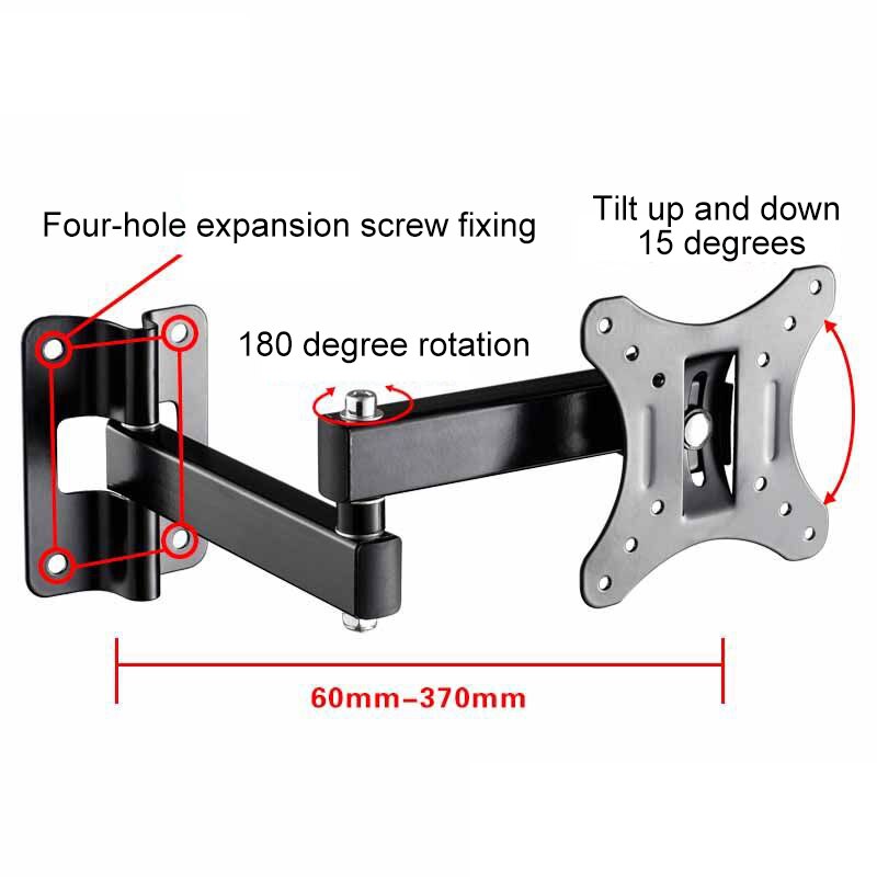 10 Inch-27 Inch Retractable TV Wall Mount Bracket Loading 15Kg Full Motion Bracket Mount for Flat Screen Up To 100X100Mm