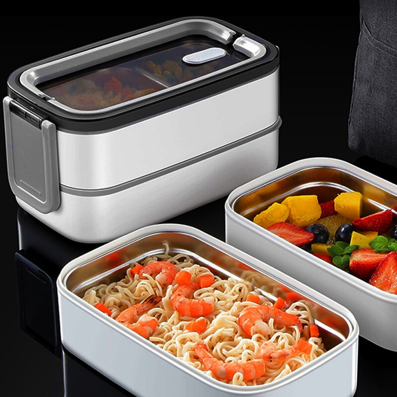 304 Stainless Insulated Lunch Box Sealed 2 Layer Compartment Lunch Box Portable Insulation Bag Anti-scalding Instant Noodle Bowl