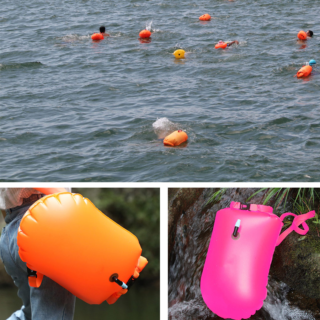 Zeer Zichtbare Veiligheid Boei Zak Pvc Opblaasbare Waterdichte Open Water Zwemmen Training Droog Opbergtas