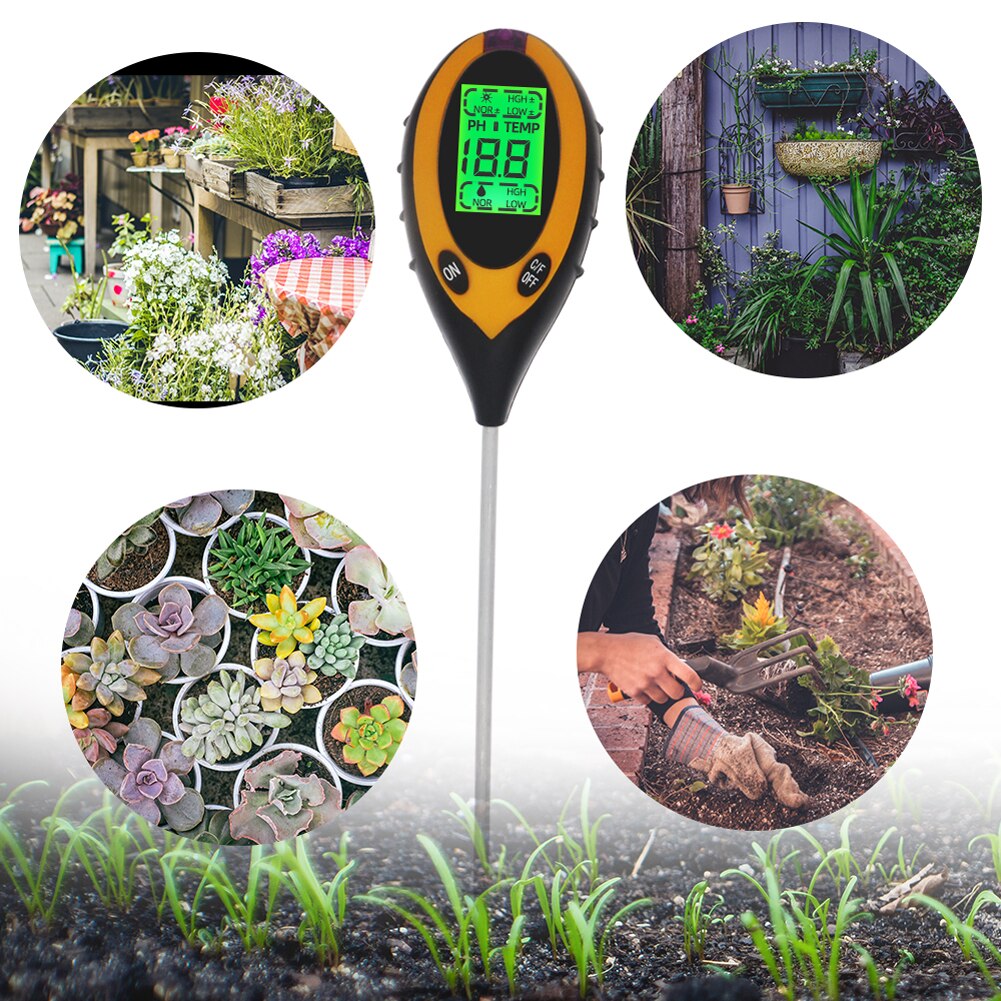 4in1 Digital Soil Analyzer Multifunctional Soil Tester Sunlight Intensity PH Value Moistures Temperature Detector Meter