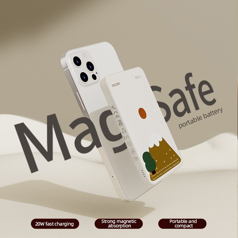Schnellladefähige magsafe powerbank 15w mit kabellosem 5000 -mah-magnetladeanschluss für iphone 12 pro max und 13 pro max