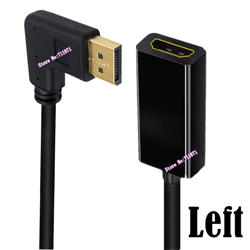 Right Angle DisplayPort to HDMI-compatible Adapter Cable Line For Desktop Laptop 90 Degree Elbow DP to HDMI-compatible Connector: SKY BLUE