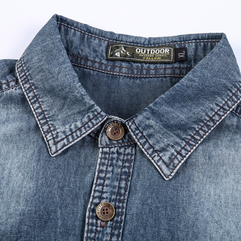 Negizber Korte Mouwen Denim Shirts Mannen Effen Kleur Katoen Casual Denim Shirt Voor Mannen Zomer Mannen 'S Shirts