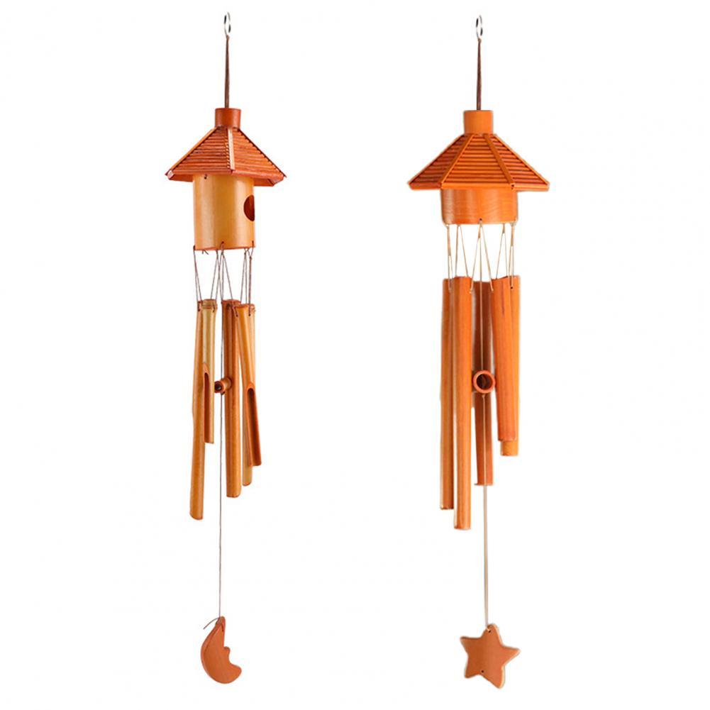 Wind Chime Bird Nest Pavilion Shape Hanging Bamboo Lightweight Decoration Windchime for Home