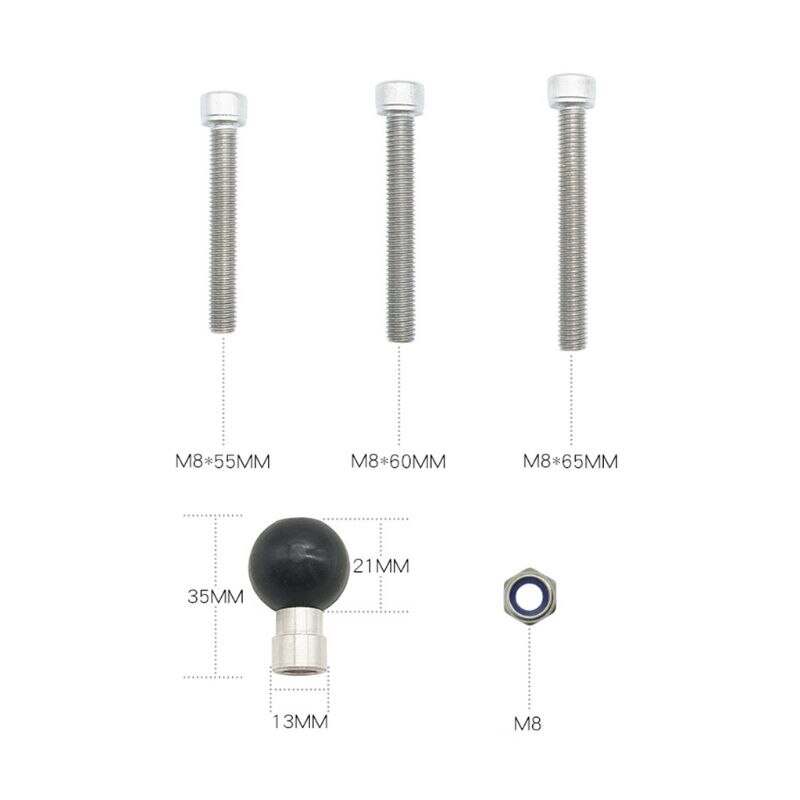 M8 Schroef 55 60 65 Mm Motorcycle Stuur Top Klem Basis Met 1 Inch 25 Mm Bal Mount Voor Ram mount Gopro Action Camera