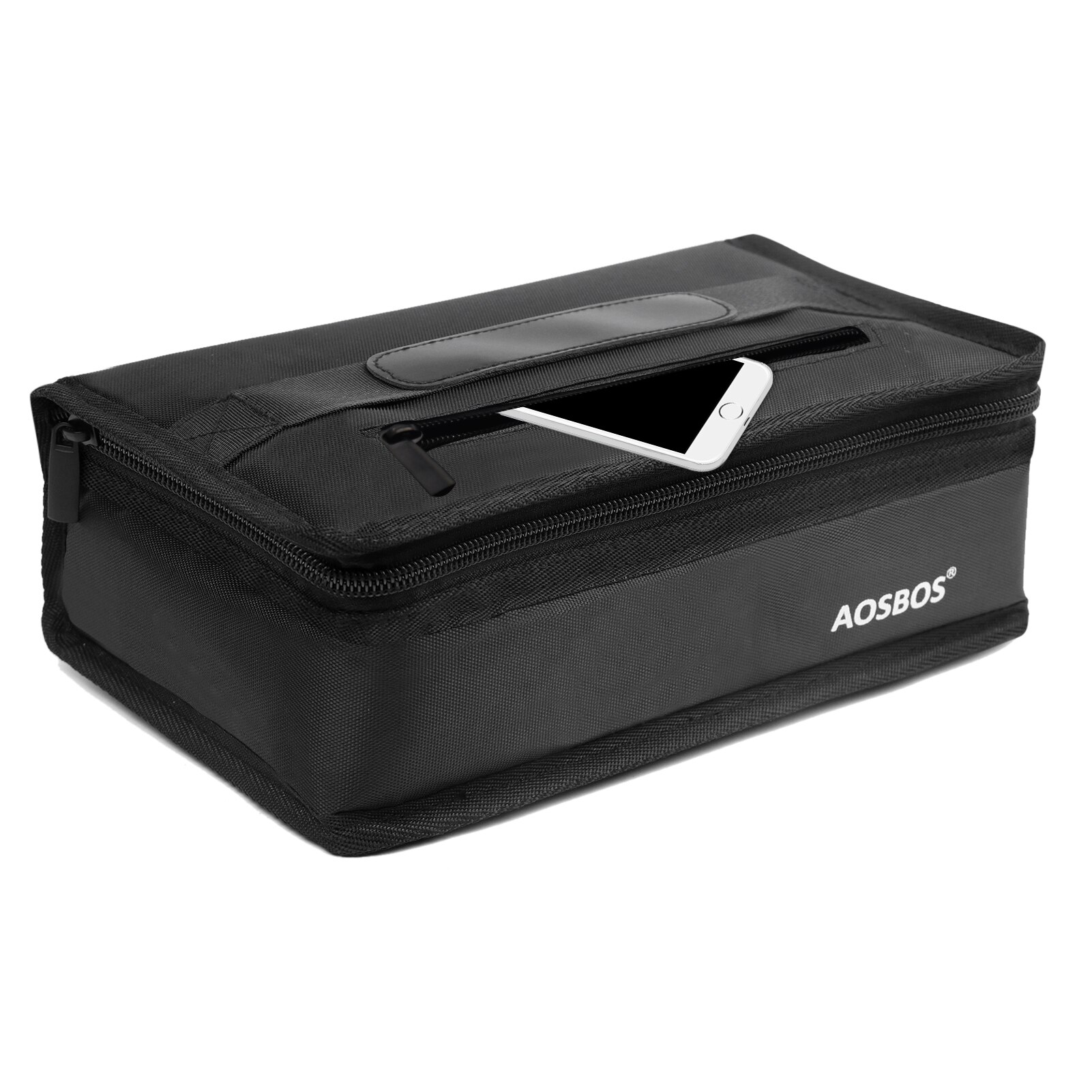 Aosbos-Bolsa de almuerzo de lona con aislamiento cuadrado portátil, bolsa térmica para comida, Picnic, para mujeres, niños y hombres, fiambrera más fresca, 2022: Negro