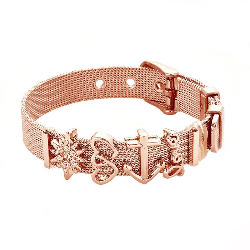 Jewelry Stainless Steel Mesh Charms Bracelet Set with Rubber Preventer DIY Fine Bracelets For Women Men: ST014