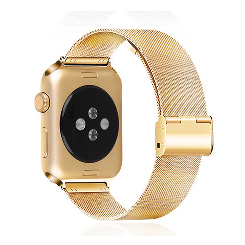 Milanese apple pulseiras de relógio 38mm 40mm 42mm 44mm aço inoxidável ouro apple pulseira para iwatch série 1 2 3 4 5: Ouro / Dourado / 42mm