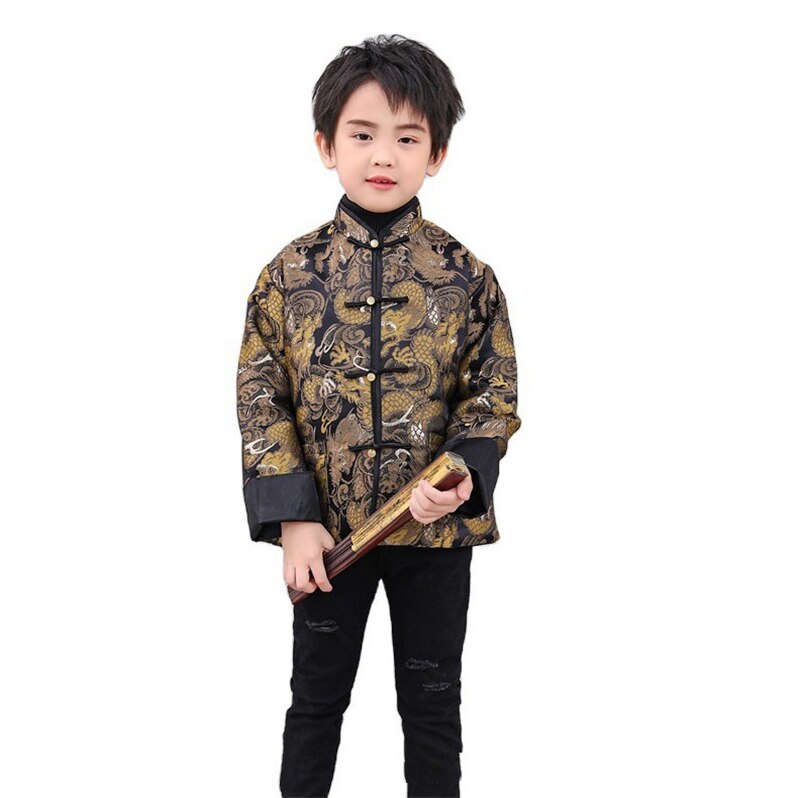 Kids 2022 Year Tang Suit Chinese Traditional Clothing Dragon Embroidery Long Sleeve Spring Festival Performance Costume