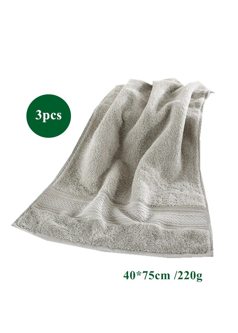 3 stk/parti egyptisk bomuld ansigtshåndklæder badeværelse rejse fitnesscenter hotel håndklæder til voksne 40*75cm superabsorberende frottéhåndklæder: Lys grå