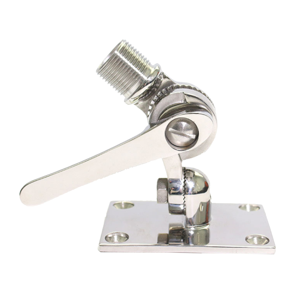 Heavy Duty Stainless Steel Vhf Radio Marine Antenna Ratchet Mount for 1-Inch Rail
