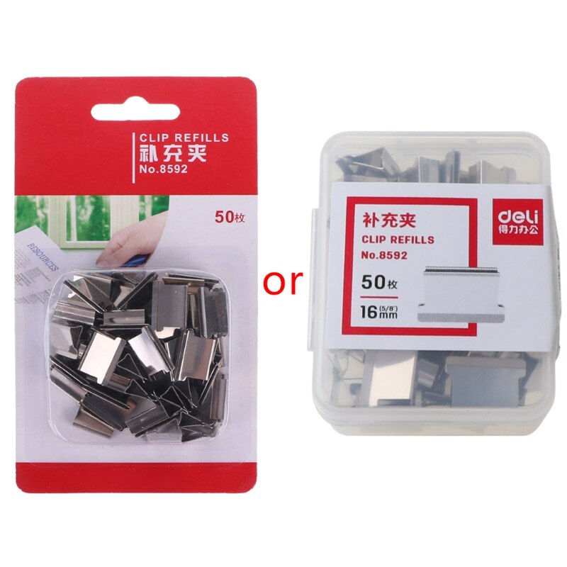 50pcs Metal Paper Clipper Refill Document Clip Photo Tickets Notes Letter Folder 1XCE