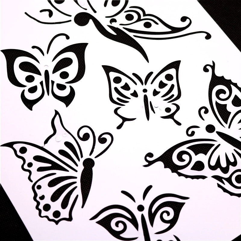 1 Pcs 30.5*21cm Butterfly Stencils Butterfly Shaped Painting Template Thin Plastic Plate Material School Educational Supplies