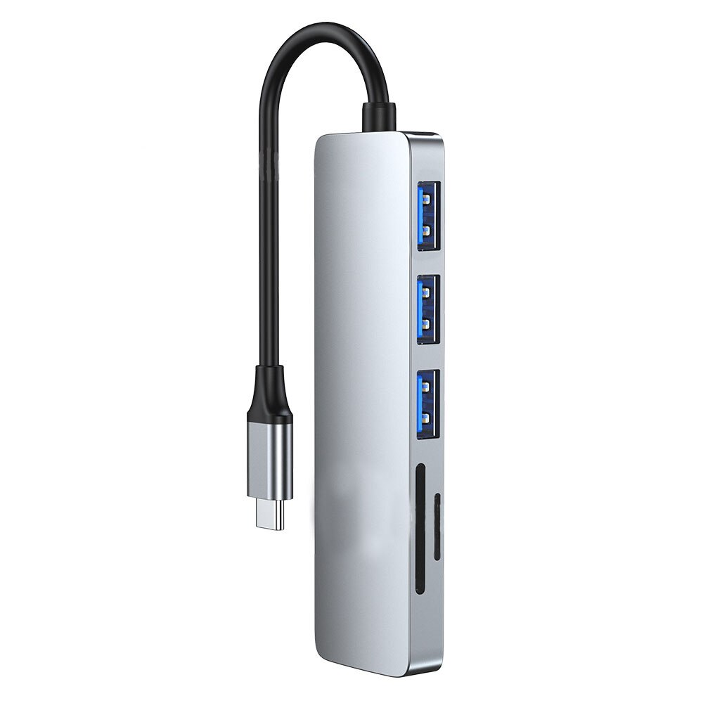 6 em 1 adaptador multiport da estação de acoplamento com hdmi 4k, 3 usb, leitor de cartão sd/tf para portáteis do tipo c do macbook