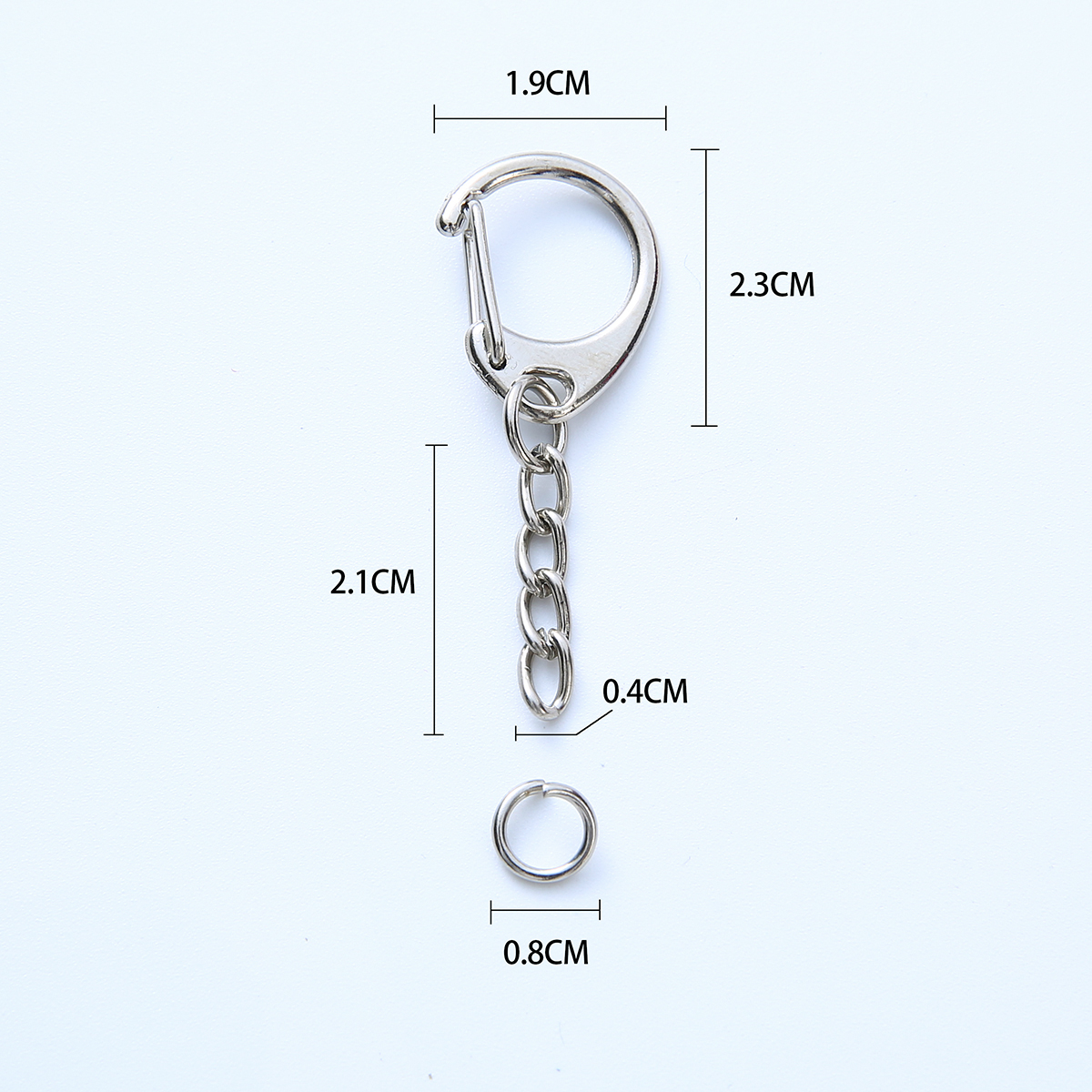 10/20/50/100 Uds. Anillos de llavero con gancho a presión D a granel con anillo de salto abierto y conector para llavero y suministros de costura DIY: 3 # / Dorado